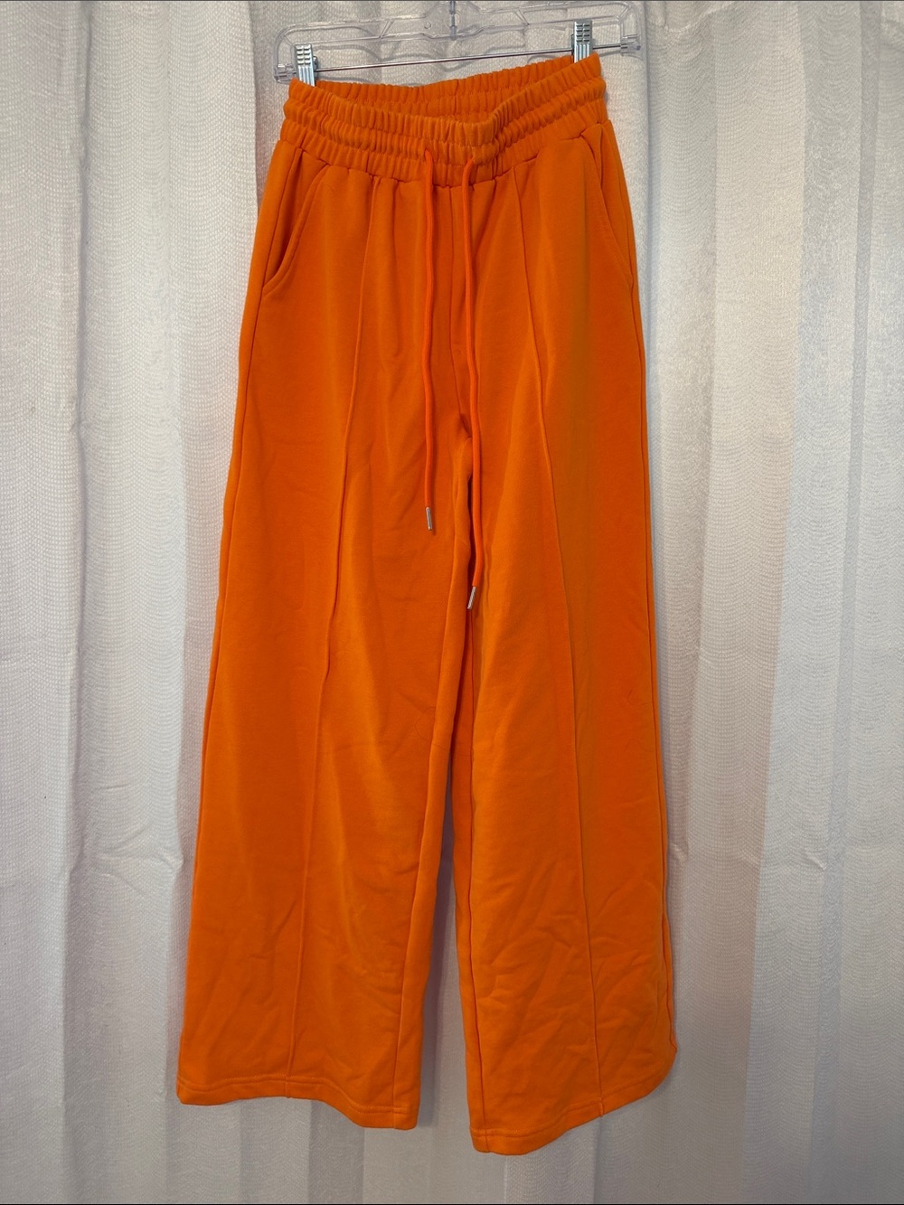 Wide Leg Drawstring Pants - Orange